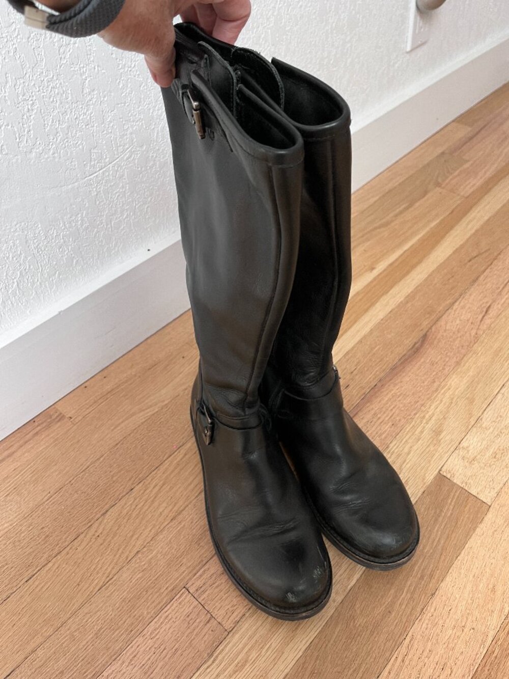 La Canadienne Black Leather Knee High Waterproof Riding Boots Lug Sole 7.5M